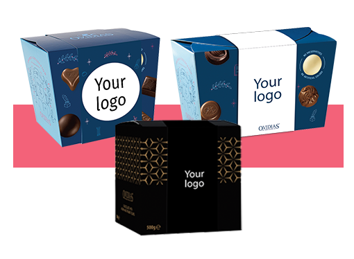 Des chocolats dans un ballotin personnalisé ou un emballage de luxe