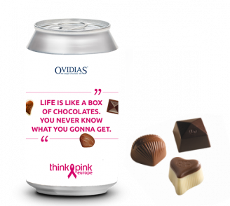 Canette Think Pink "Life is like" avec mélange de chocolats (95g)