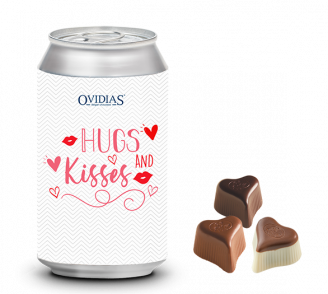 Canette Hugs & Kisses avec chocolats en forme de cœurs (95g)