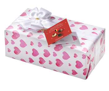 Schachtel mit Geschenkpapier und Schleife (250g)