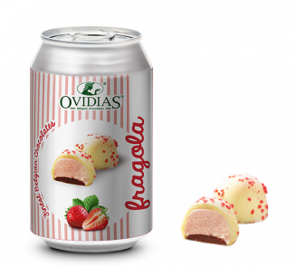 Fragola-can with strawberry cream chocolates (95g)