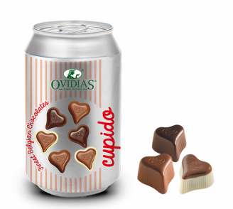 Canette Cupido avec chocolats en forme de cœurs (95g)