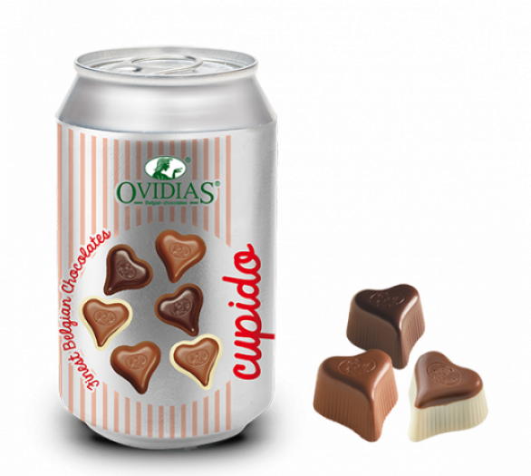 Canette Cupido avec chocolats en forme de cœurs (95g)